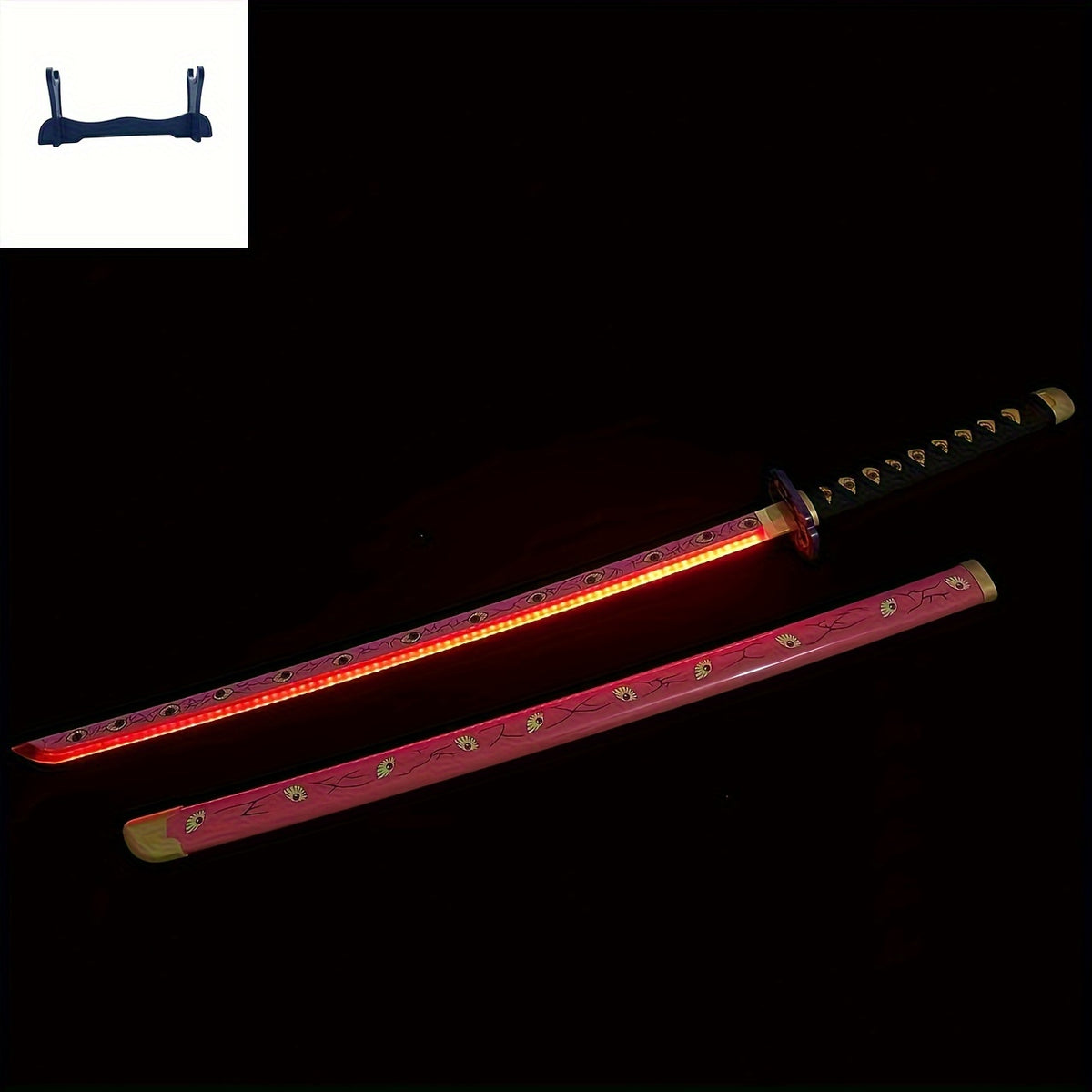 Samurai Katana USB Charging Wooden Sword Lights Halloween Cosplay