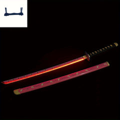 Samurai Katana USB Charging Wooden Sword Lights Halloween Cosplay