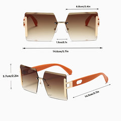 Square Sunglasses Rimless Cut Edge Retro Glasses Y2K Fashion Sunscreen