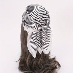69 Stripe Print Satin Scarf Solid Silk Square Scarf Bandana Women