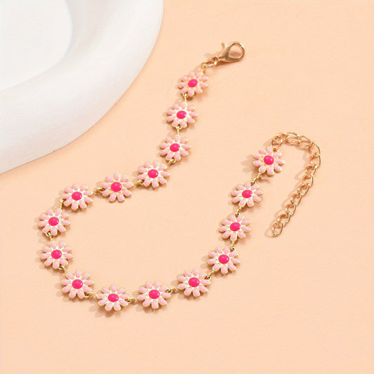 Women's Small Dropping Oil Flower Anklet Beach Jewelry