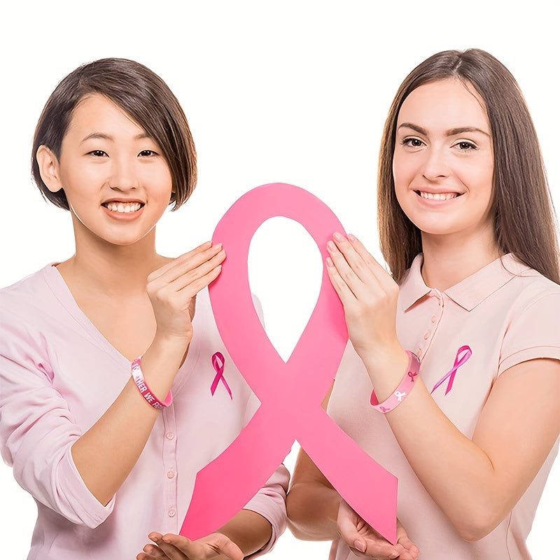 30 Pink Awareness Silicone Wristbands Breast Cancer Hope Faith Strength