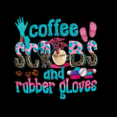 Coffee Scrubs & Rubber Gloves Iron On Heat Transfer Sticker DIY Decal