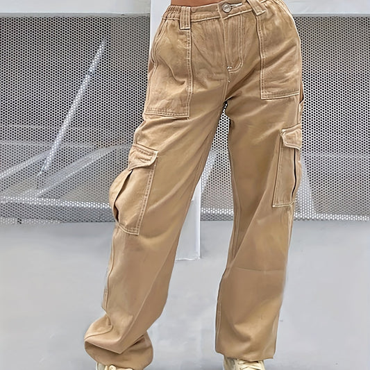 Vintage Khaki Cargo Pants Y2K Kpop Style Women's Jeans