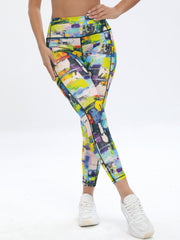 Women's All Over Print High Waist Yoga Pants with Pocket