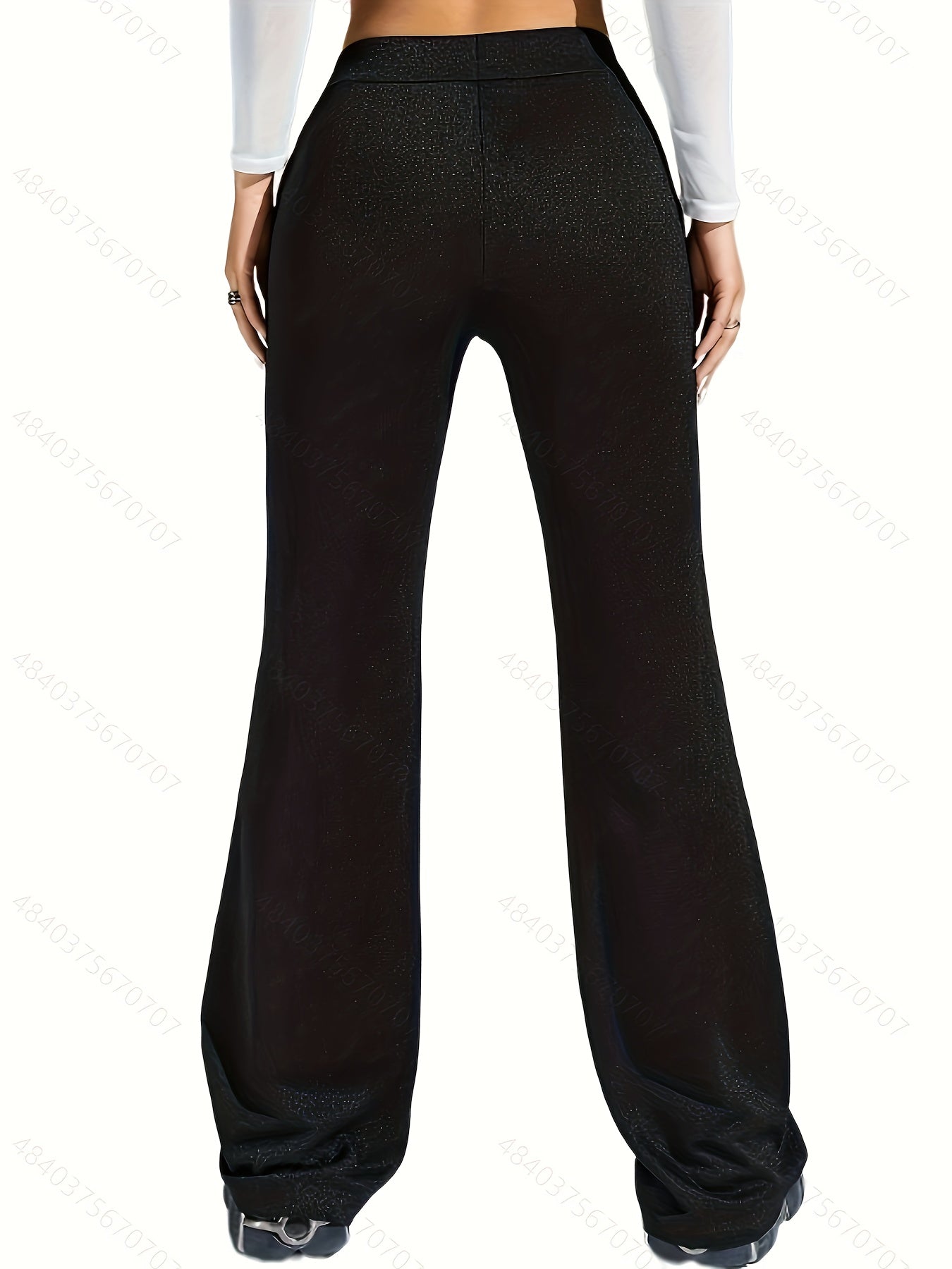  Cat & Moon Print Flared Leg Drawstring Skinny Pants