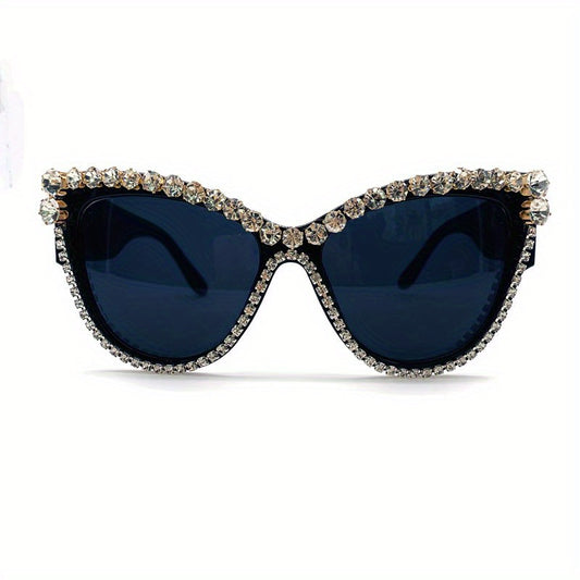 Y2K Rhinestone Cat Eye Sunglasses For Women Men Large UV400