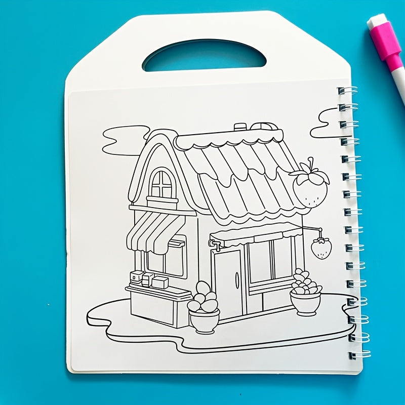 Reusable Magic Water Coloring Book & 6 Pens Set