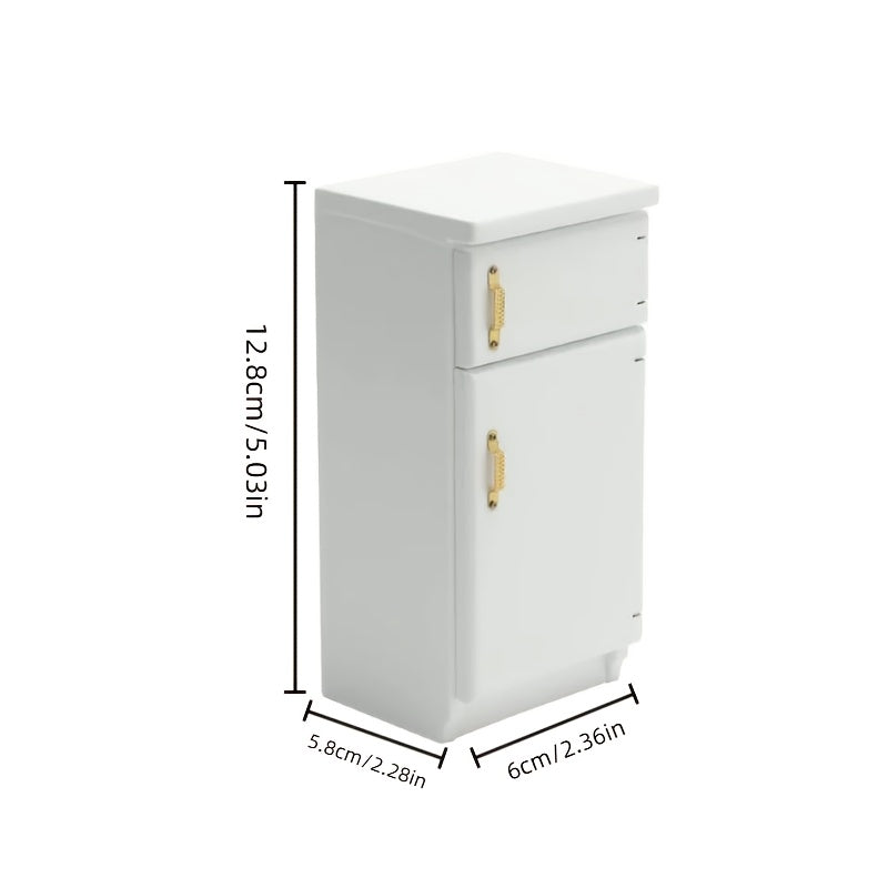1:12 Scale Vintage Dollhouse Fridge Double Doors Wood Construction