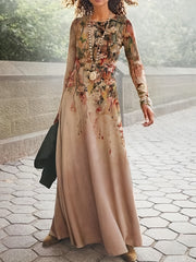  Dress Women's Plus Floral Print Long Sleeve Maxi Dress