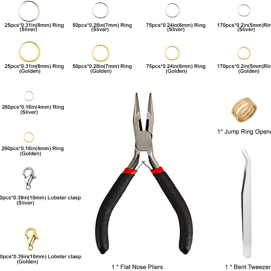 1200pcs Jump Rings Set For Jewelry Making Kit With Lobster Clasps And Closures