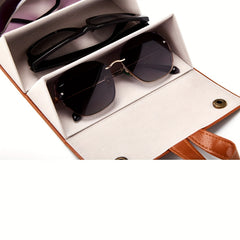 5 Slots Travel Glasses Case Foldable PU Leather Glasses Storage Rack