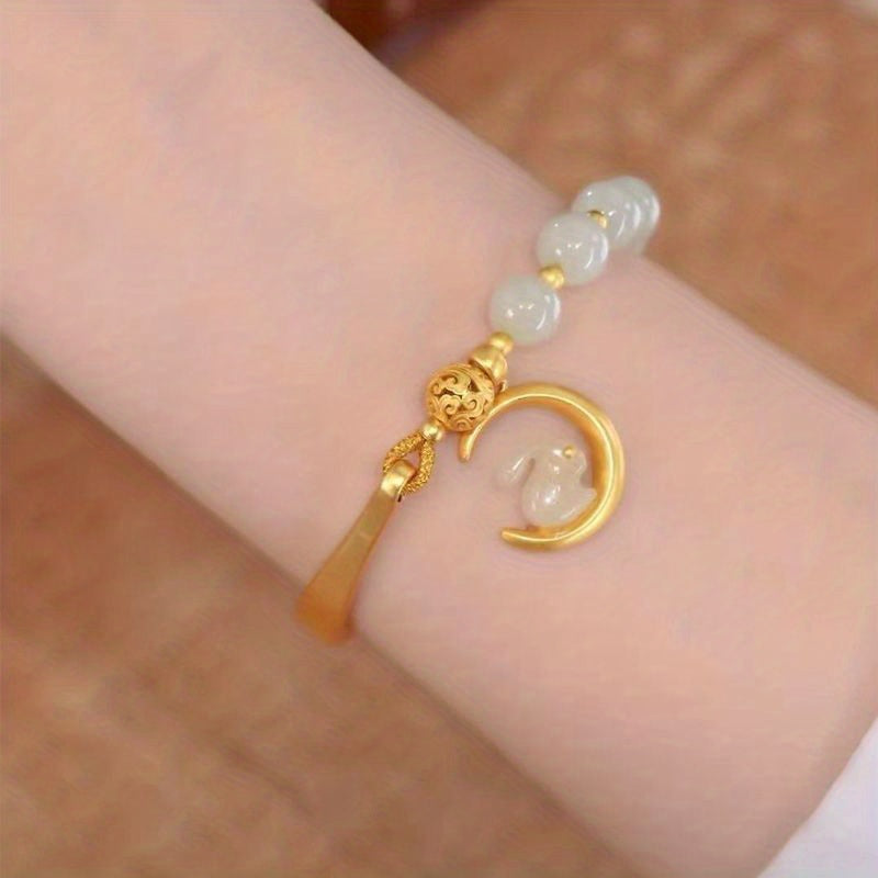 Jade Rabbit Half Bracelet Fresh Blessing Card Red Agate for Girlfriends