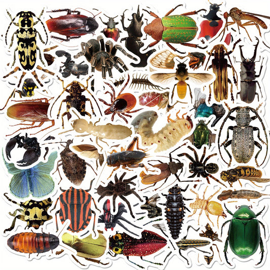 50pcs Insect Vinyl Stickers Waterproof Pack for Water Bottle Laptop Phone