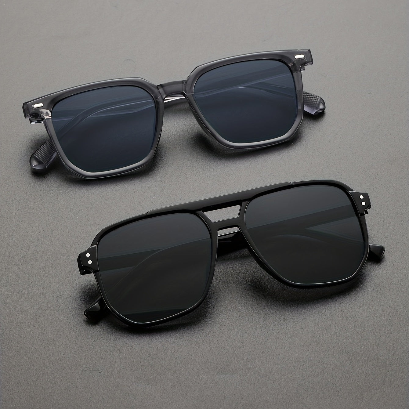 Men's Classic Square Sunglasses with Glasses Case
