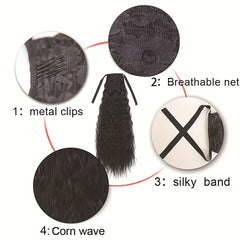 Long Curly Wavy Ponytail Extensions with Ribbon Tie for Daily Use