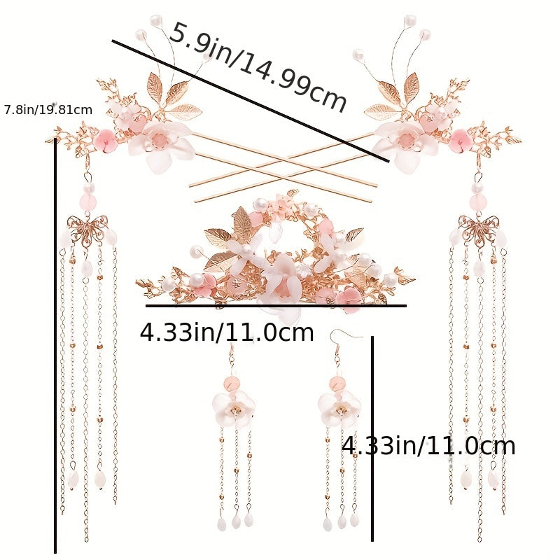 Ancient Style Hairpin With Tassel Flower Costume Headdress Hair Accessories