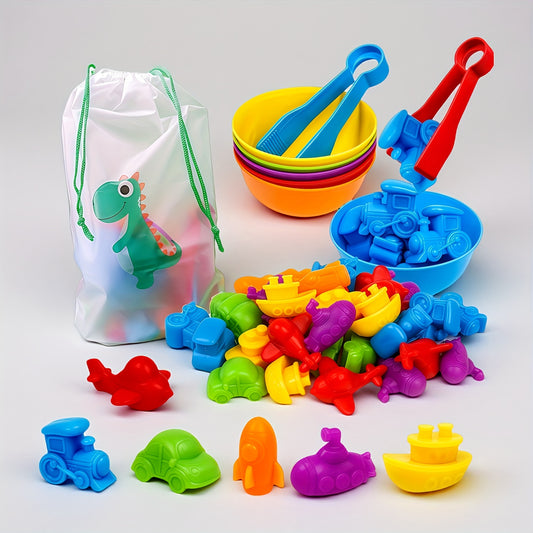 Colorful Transport Math Game and Rainbow Sensory Sorting Toys