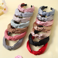 Plaid Pattern Hair Band Solid Headband Women Girls Hair Accessories