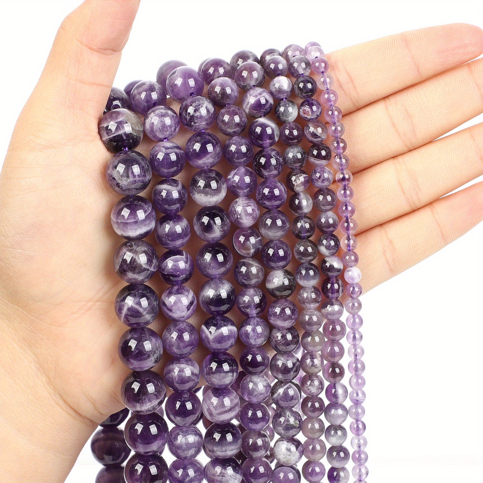 Fantasy Amethyst Agate Round Stone Beads