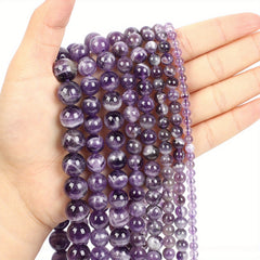 Fantasy Amethyst Agate Round Stone Beads