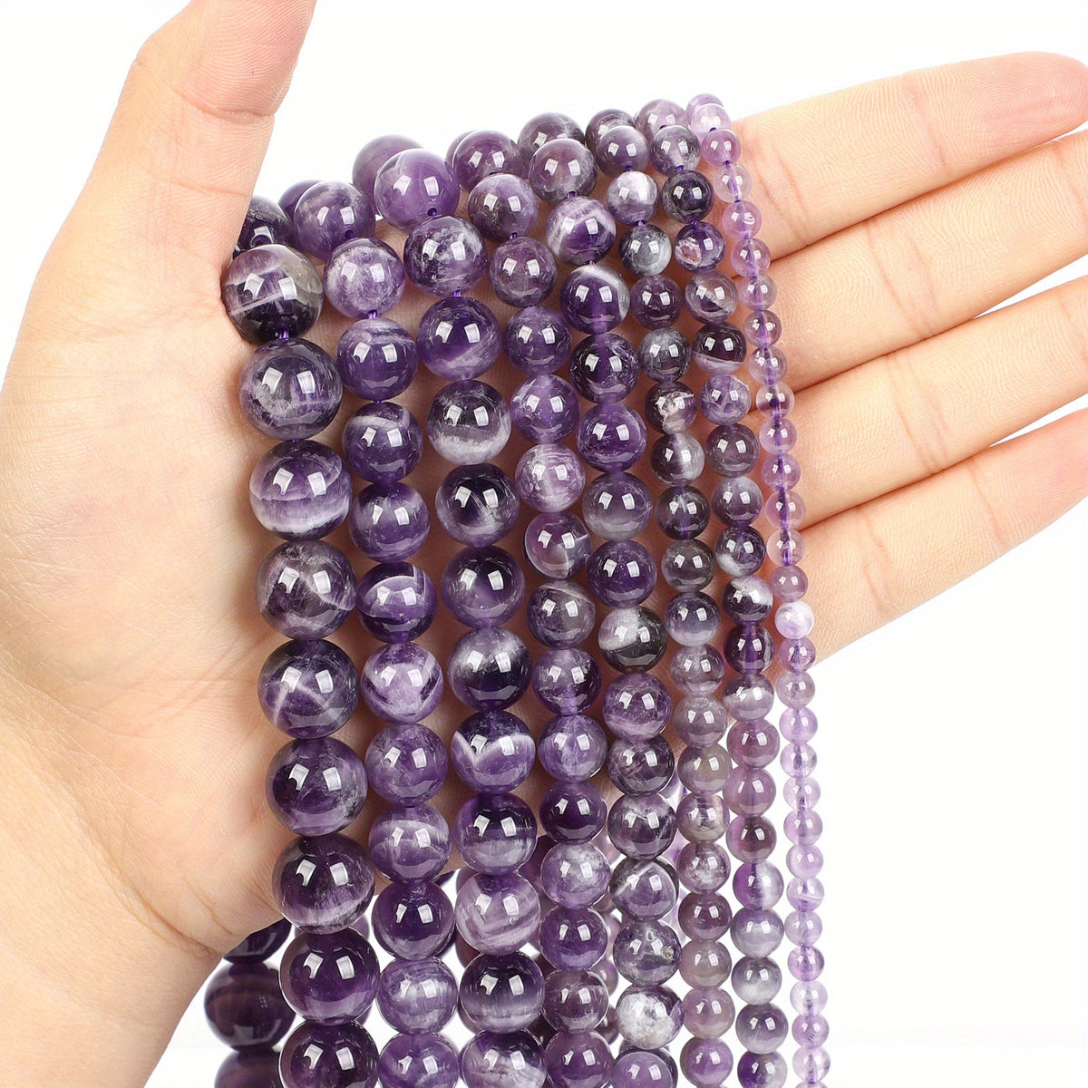 Fantasy Amethyst Agate Round Stone Beads