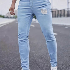 Men's Casual Light Ripped Denim Jeans