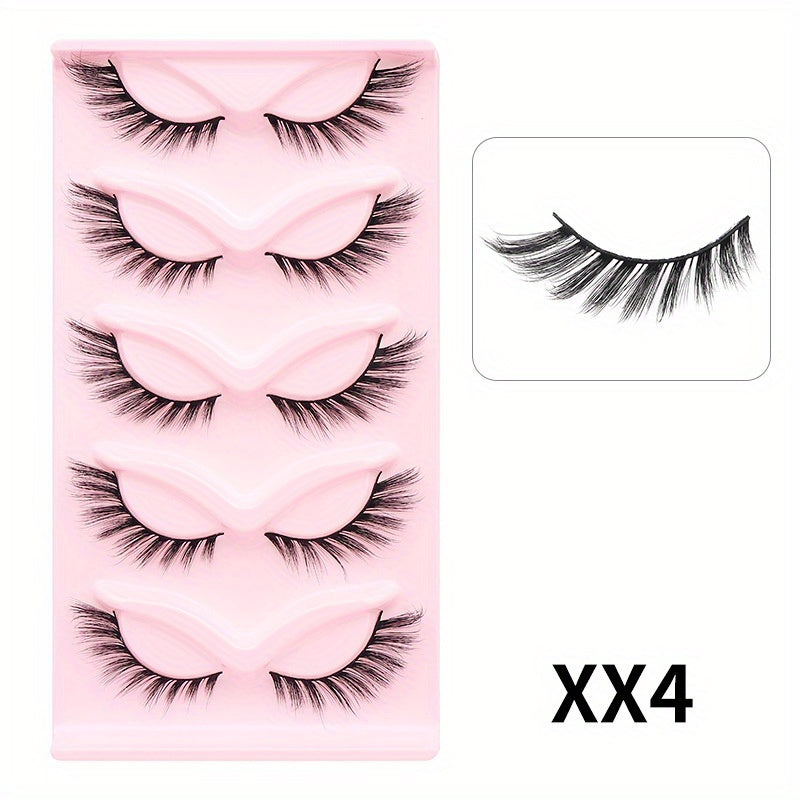 5/10 Pairs Cat Eye False Eyelashes Natural Curling Fluffy Fox Eye Long