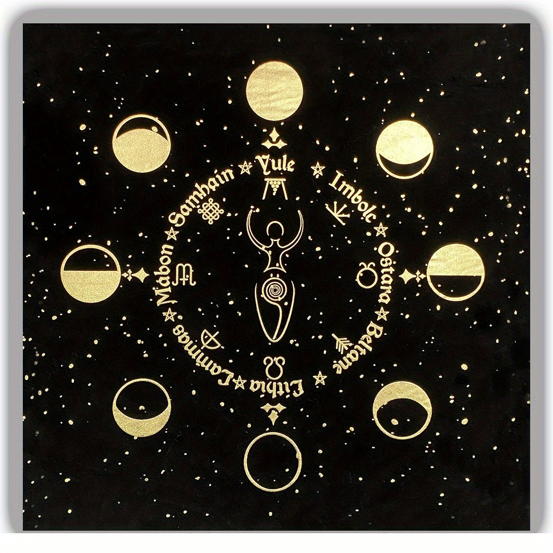 Triple Goddess Pentagram Velvet Altar Cloth
