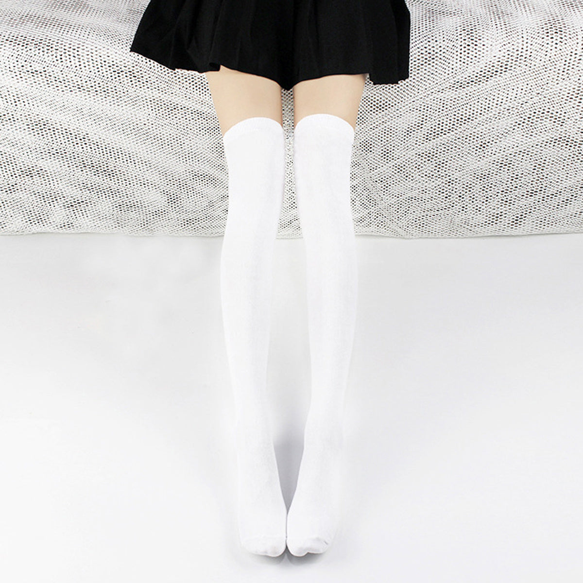 Solid Thigh High Socks Thin All match Over The Knee Socks Women's Stockings