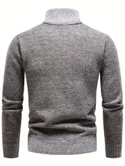 Men's Herringbone Twill Pullover Sweater - Fall Winter High Neck Stretch Jacket