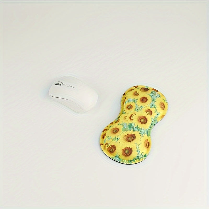 Ergonomic Wrist Rest Pad Set Yellow Sunflower Design