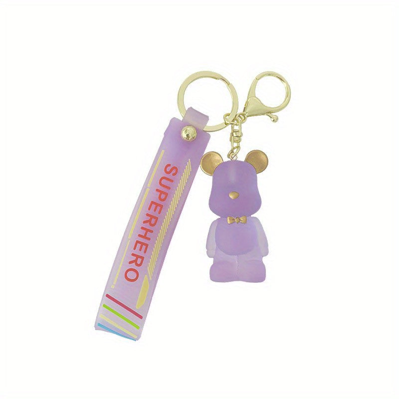 Crystal Bear Silicone Keychain Pendant for Men Car Bag Doll Ornament