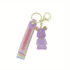 Crystal Bear Silicone Keychain Pendant for Men Car Bag Doll Ornament