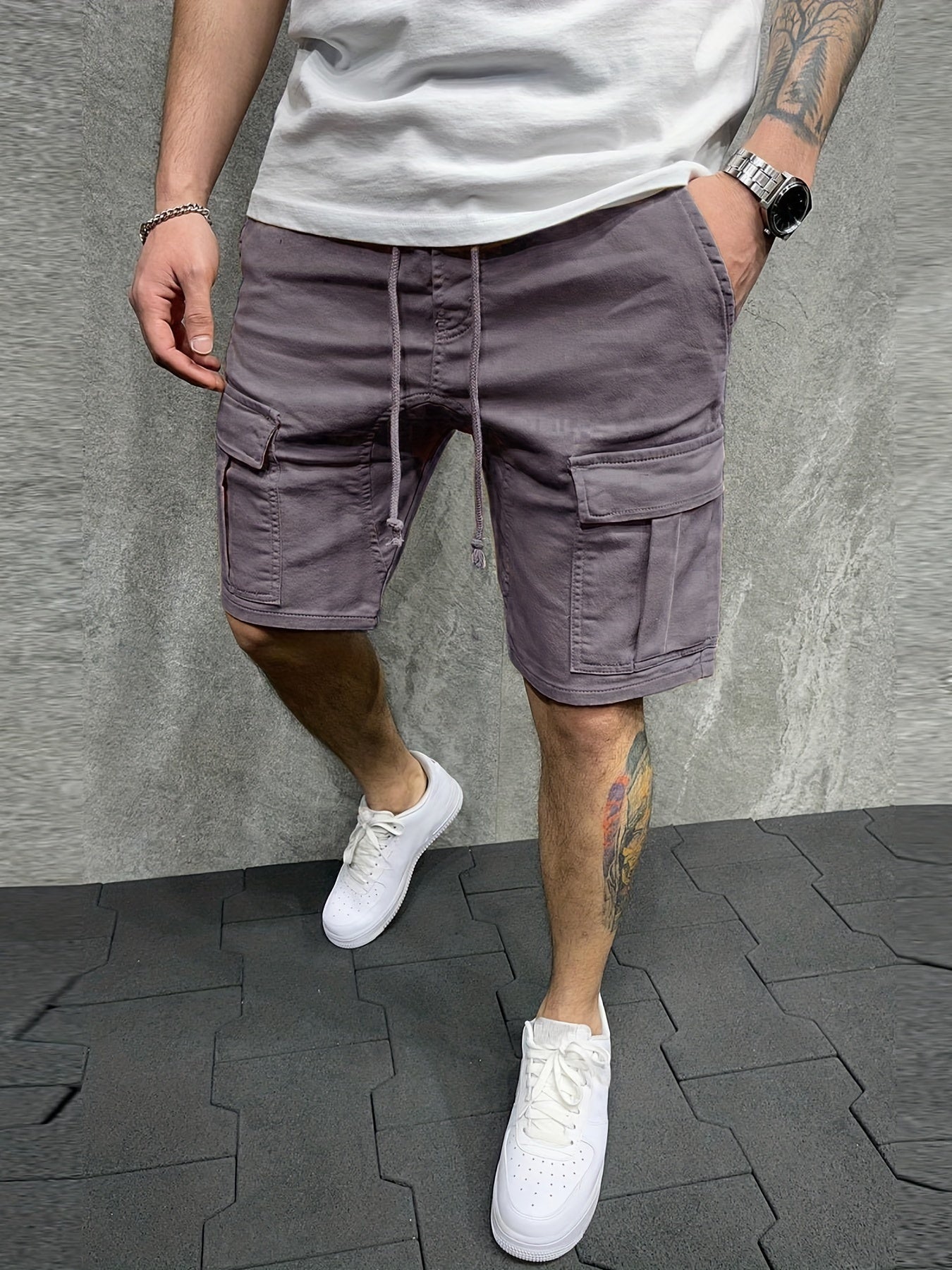Men's Loose Fit Cotton Cargo Shorts with Pockets