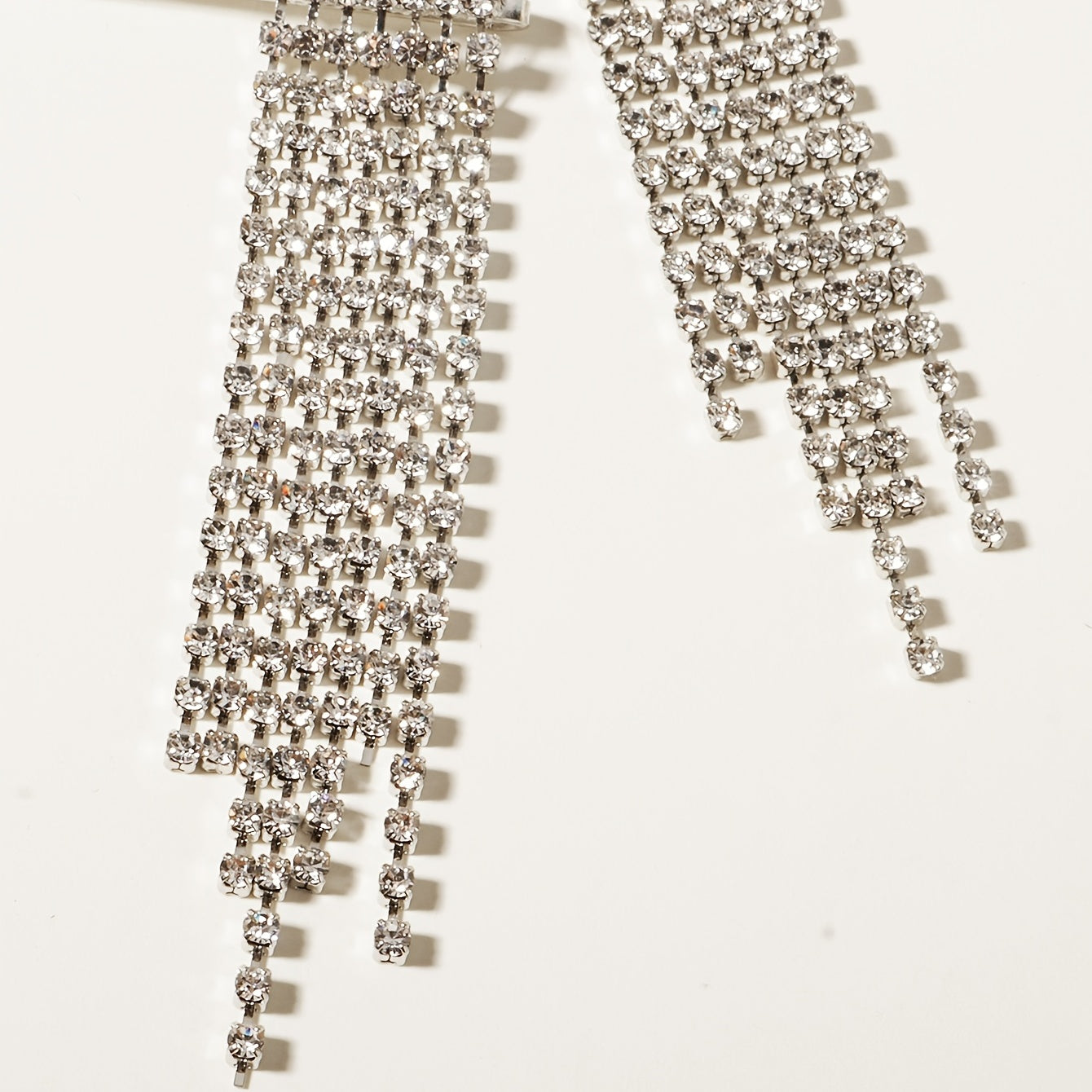 Rhinestone Fringe Hairpin Silver Bridal Tassel Hairpin