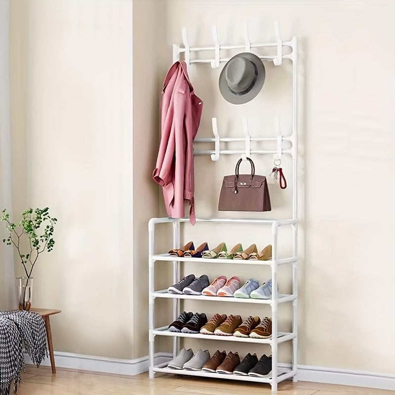 Coat Rack With Shoe Storage Shelf Freestanding Garment Rack
