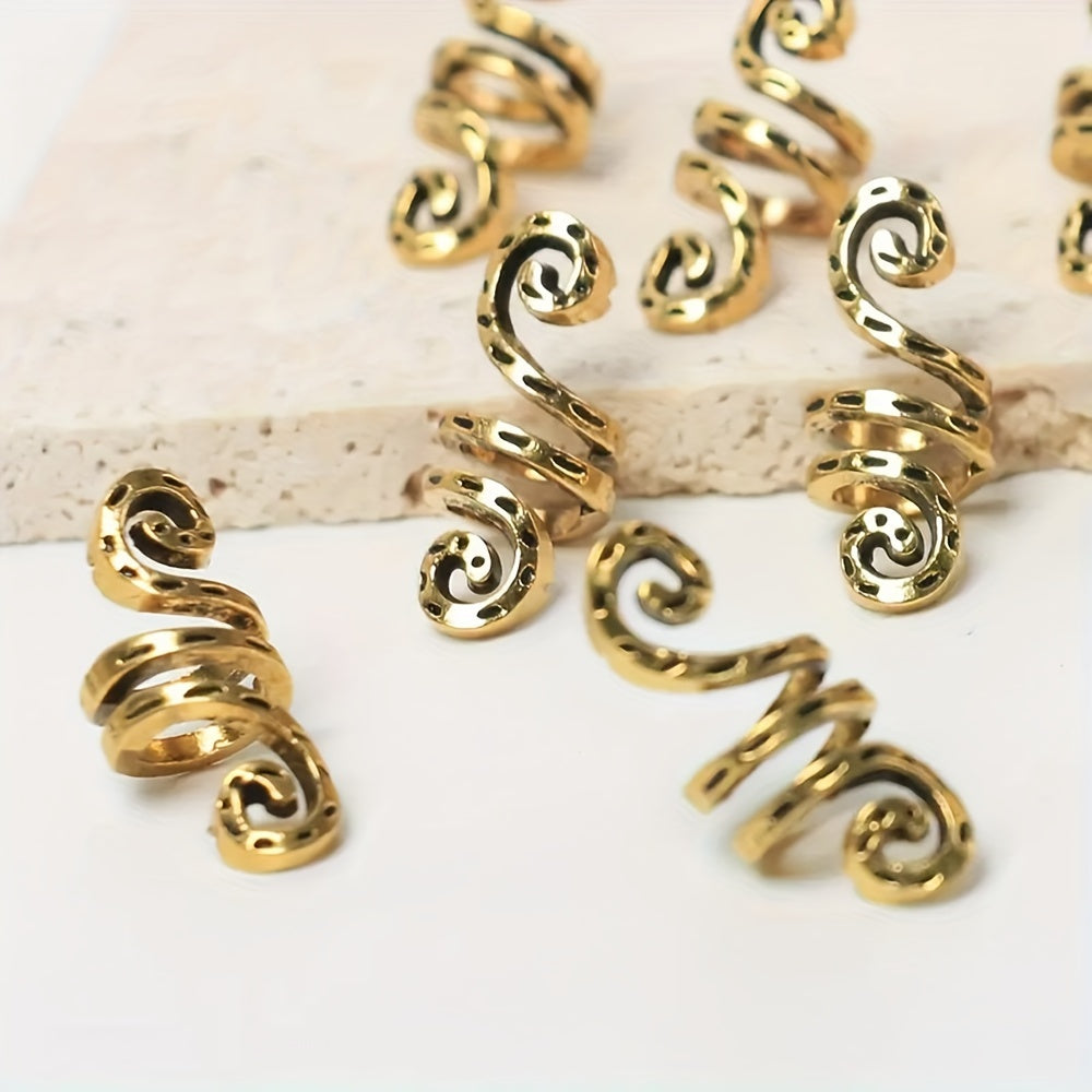 Y2K Golden Spiral Hair Rings Set, Stylish for Wigs and Braids, Perfect Gift