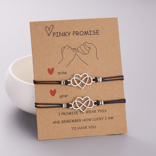Casual Braided Heart Couples Bracelet Set