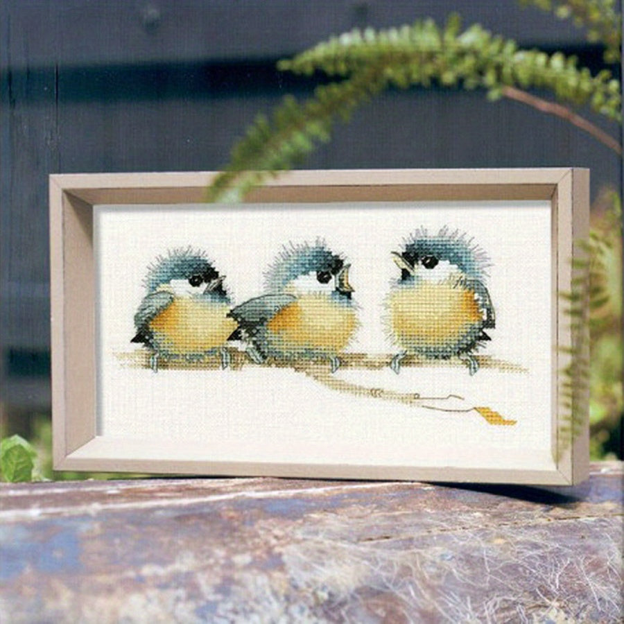 Cross Stitch Kit Three Birds Singing On The Tree DIY Needlework
