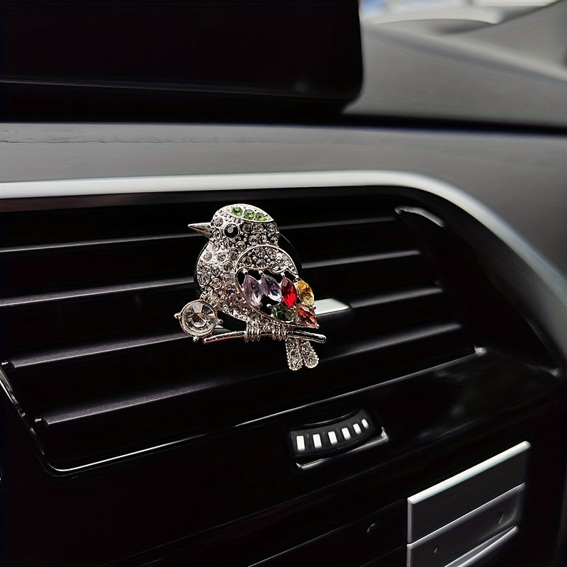 Colorful Bird Car Air Outlet Aromatherapy Clip with Artificial Diamond