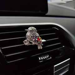 Colorful Bird Car Air Outlet Aromatherapy Clip with Artificial Diamond