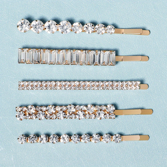 5PCS Rhinestone Hair Clip Head Ornament Bobby Pin