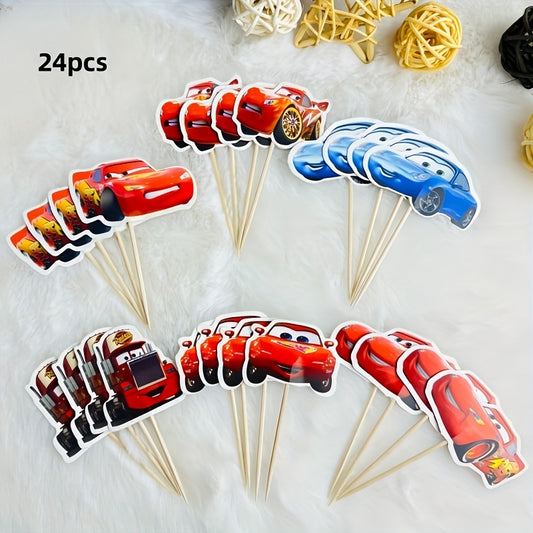 24 Red Cars Party Decorations - Birthday Celebration Supplies