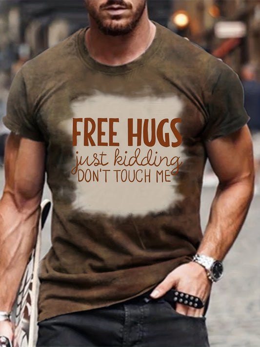 ''FREE HUGS'' Print Men's Comfy Retro T shirt