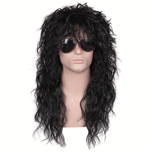 Men's 80s Long Curly Hair Rocker Costume Wig