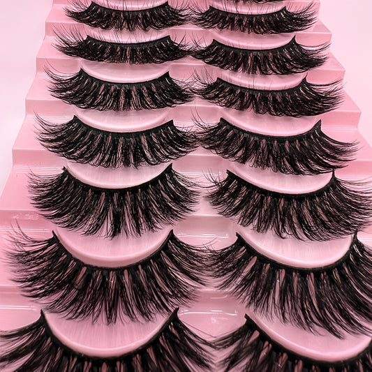 10 Pairs 3D Fluffy Faux Mink Lashes - Natural and Dramatic Look