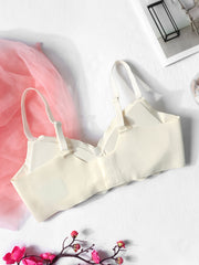 Solid Wireless Bra Comfy & Breathable Scallop Trim Bra Women's Lingerie