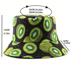 Men's Sunscreen Sunshade Sun Hat Fruit Pattern Print Double-sided Bucket Hat
