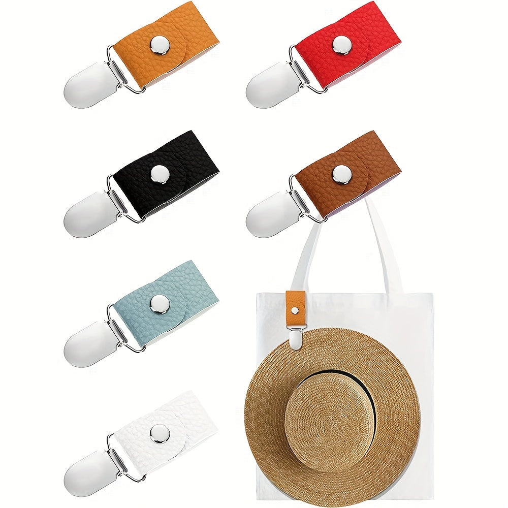 2pcs PU Leather Hat Clip For Travel Handbag Luggage Hat Keeper